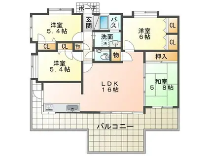 パレストステージ明野弐番館(4LDK/3階)の間取り写真