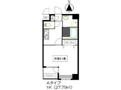 カーサK.R.C(1K/2階)の間取り写真