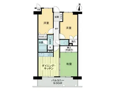 ライオンズマンション山手町(3DK/2階)の間取り写真