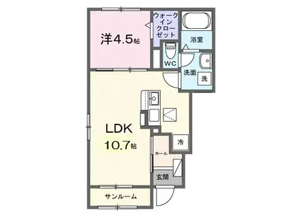 セレーネ(1LDK/1階)の間取り写真
