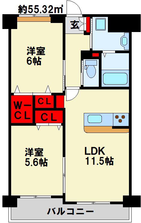 ベルステージ須賀町(2LDK/3階)の間取り写真