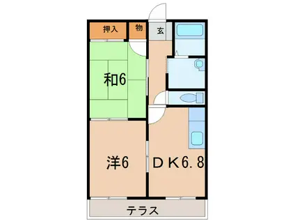 フレグランスヤスB(2DK/1階)の間取り写真