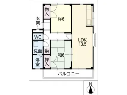 サンガーデン2(2LDK/2階)の間取り写真