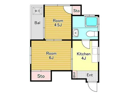明治屋ハイツ(2K/4階)の間取り写真