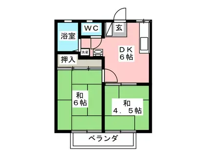サンハイツアサヒ(2DK/2階)の間取り写真