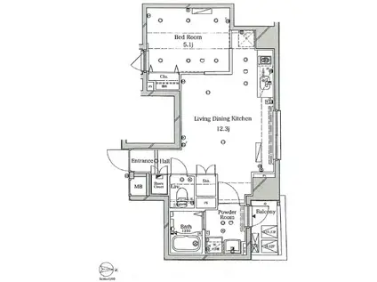 ラフィスタ錦糸町(1LDK/13階)の間取り写真