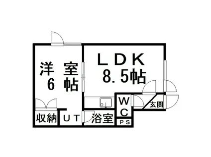 ＪＲ根室本線 釧路駅 バス乗車時間：7分 最寄りバス停で下車 徒歩2分 2階建 築35年(1LDK/2階)の間取り写真