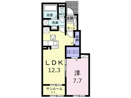 セイバリーF・G(1LDK/1階)の間取り写真