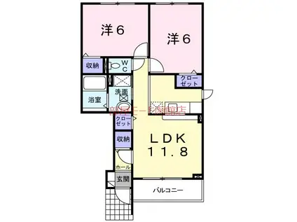 サンリット桔梗II(2LDK/1階)の間取り写真