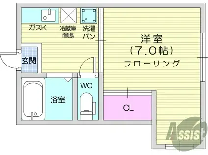 シティハイム東花Ⅰ(1K/2階)の間取り写真
