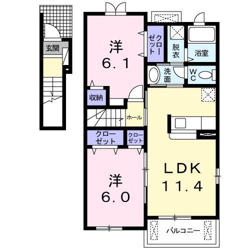 ライグッドIV(2LDK/2階)の間取り写真