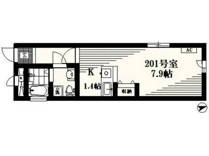 ミレニアス西荻(ワンルーム/2階)の間取り写真