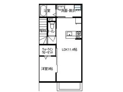 CASA・RIVA(1LDK/2階)の間取り写真