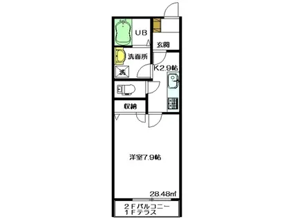 メゾンベル(1K/1階)の間取り写真