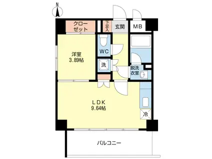 ブランシェ波多江(1LDK/2階)の間取り写真