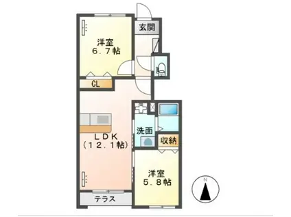 アドバンスI(2LDK/1階)の間取り写真