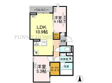 セレスティア上北沢(2LDK/2階)の間取り写真