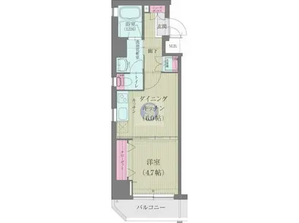 ベラジオ京都洛南II(1DK/2階)の間取り写真