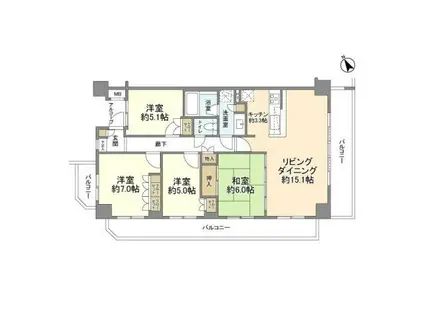 リステージ響きの森横濱鶴見(4LDK/2階)の間取り写真