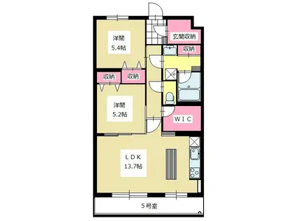 ＪＲ東海道本線 浜松駅 バス乗車時間：6分 最寄りバス停で下車 徒歩5分 5階建 築7年(2LDK/1階)の間取り写真