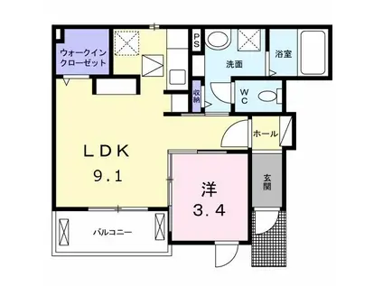 オータム1(1LDK/1階)の間取り写真