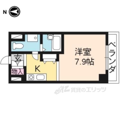 高辻ロイヤルフラッツ(1K/3階)の間取り写真