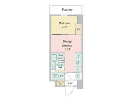 ブランシエスタ金山北(1DK/6階)の間取り写真