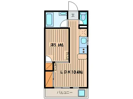 厚木ハイム(1LDK/2階)の間取り写真