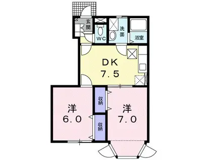 サジテリアスA(2DK/1階)の間取り写真