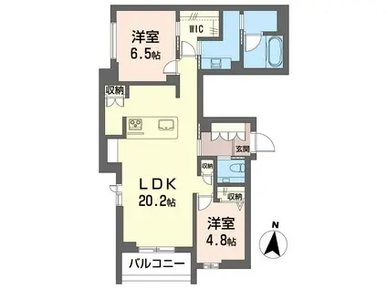 リアン下馬 イースト(2LDK/2階)の間取り写真