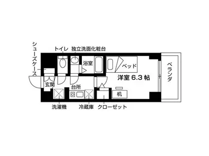 エスリードカレッジゲート南草津(1K/10階)の間取り写真