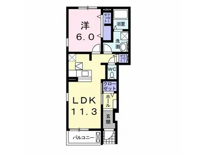 レーゲンボーゲンB(1LDK/1階)の間取り写真