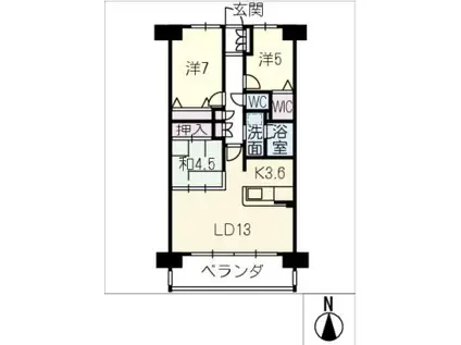 サンマンションアトレ津島崎102(3LDK/1階)の間取り写真