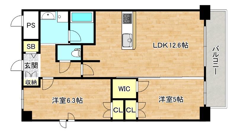 グランドレッセ今里(2LDK/1階)の間取り写真
