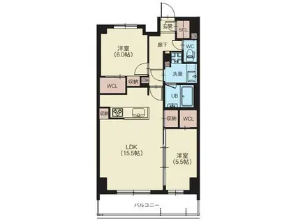 スプランディッド西日暮里(2LDK/9階)の間取り写真