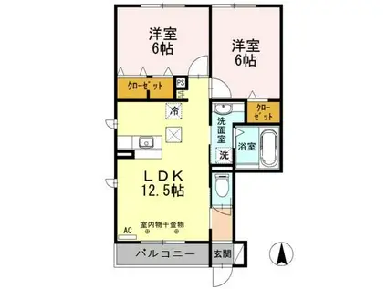 ソラーナ A(2LDK/1階)の間取り写真