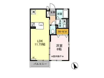 クレールヒルズ A(1LDK/2階)の間取り写真