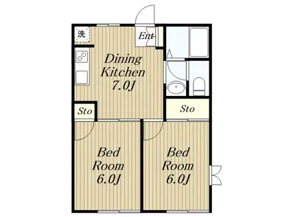 チェリーコート柚木(2DK/2階)の間取り写真