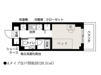 グリーンパティオ野田II(1K/1階)の間取り写真