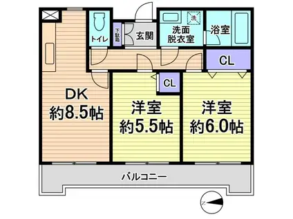 ステックスストゥリームエクセレント(2DK/3階)の間取り写真