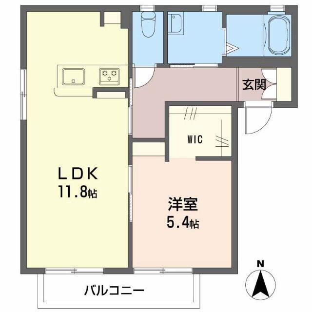 フォンテーヌ東A/B(1LDK/2階)の間取り写真