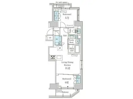 パークアクシス虎ノ門(2LDK/13階)の間取り写真