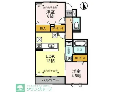 ファインガーネット(2LDK/1階)の間取り写真