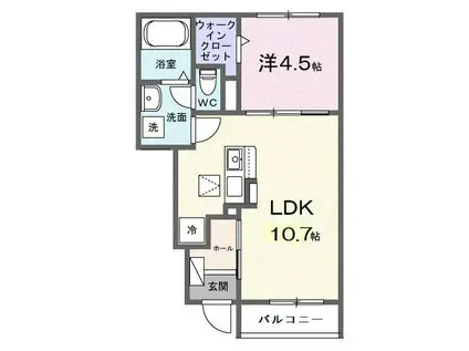 オルタンシア・チェ―ロ(1LDK/1階)の間取り写真