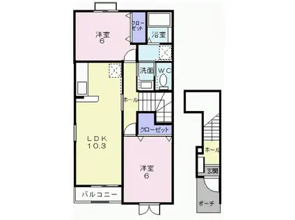 クレストールボンヌール(2LDK/2階)の間取り写真