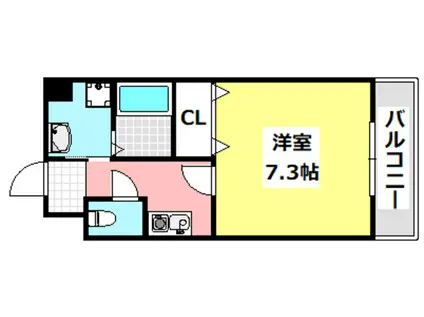 エルカーサ正雀II(1K/1階)の間取り写真