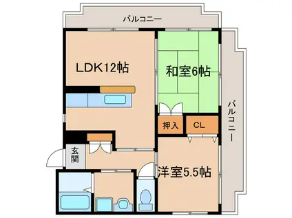 ピアパークII(2LDK/3階)の間取り写真