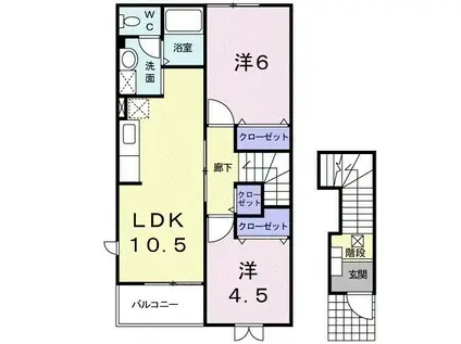 サンハイムJ・F(2LDK/2階)の間取り写真