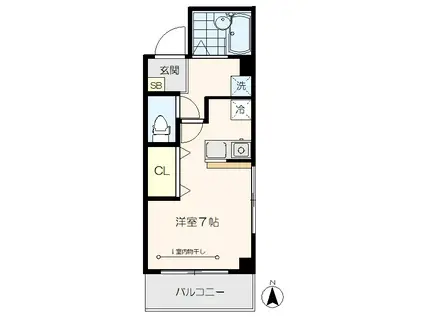 ウィンコーポ世田谷(ワンルーム/2階)の間取り写真