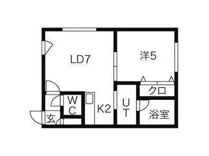 ラ・ガーレ麻生(1LDK/4階)の間取り写真